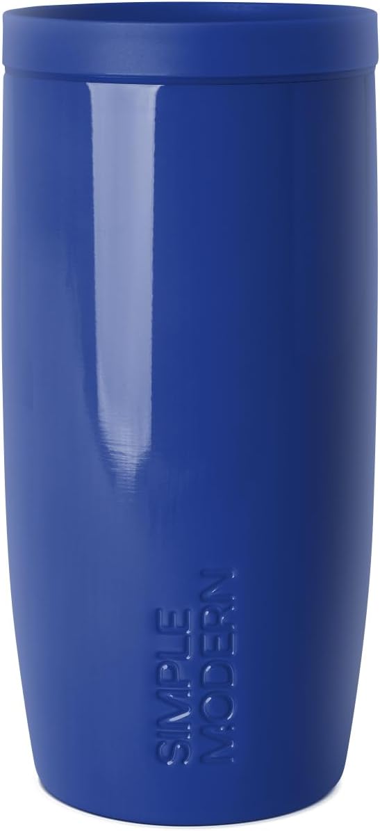 Simple Modern Voyager Signature | 16oz Travel Coffee Mug Tumbler with 360° Lid | Gifts for Women Men | Ceramic-Lined Insulated Stainless Steel Cold Brew Iced Coffee Cup | Marian Blue