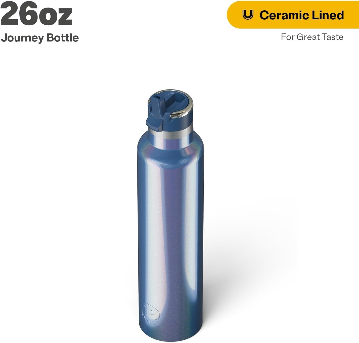 RTIC 26oz Journey Bottle Metal Stainless Steel Vacuum Insulated, BPA Free, Reusable, for Water, Hot and Cold Drinks, Travel, Sports, Camping, Pond Glitter