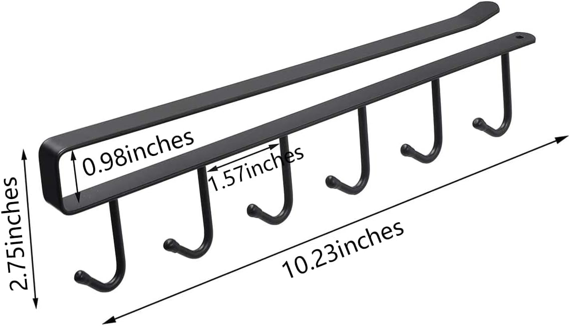 eywlwaar Mug Cups Cabinet Mug Hooks Kitchen Storage Hanging Hooks (4 Pack-Black)