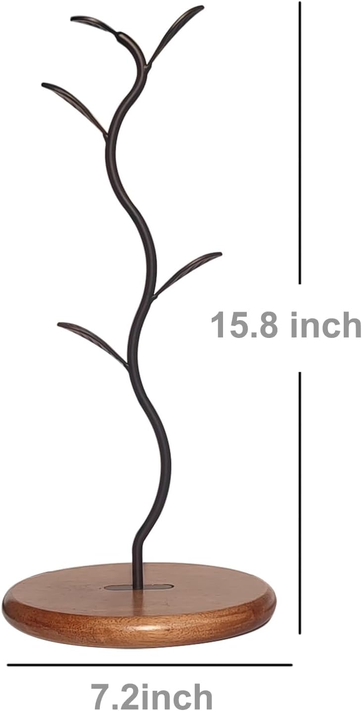 Coffee Mug Holder Tree Rack for Counter,Leaf Shaped Tea Cup Mug Holder Stand for Countertop,Perfect Coffee Bar Accessory & Kitchen Home Organizer Black