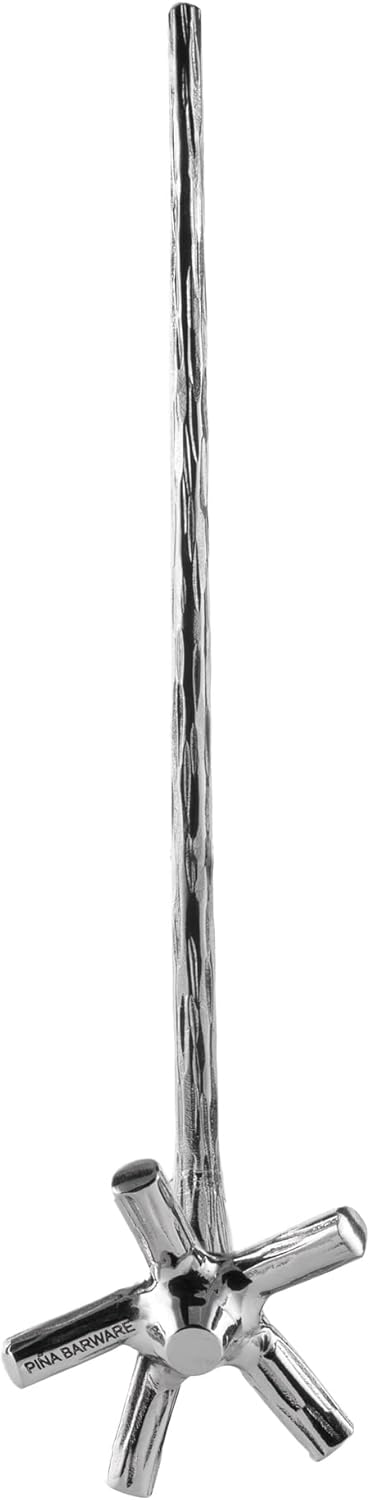Piña Barware Swizzle Stick Stirrer - Stainless Steel with Handmade Wood-Grain Finish (Narrow Width, One Swizzle Stick)