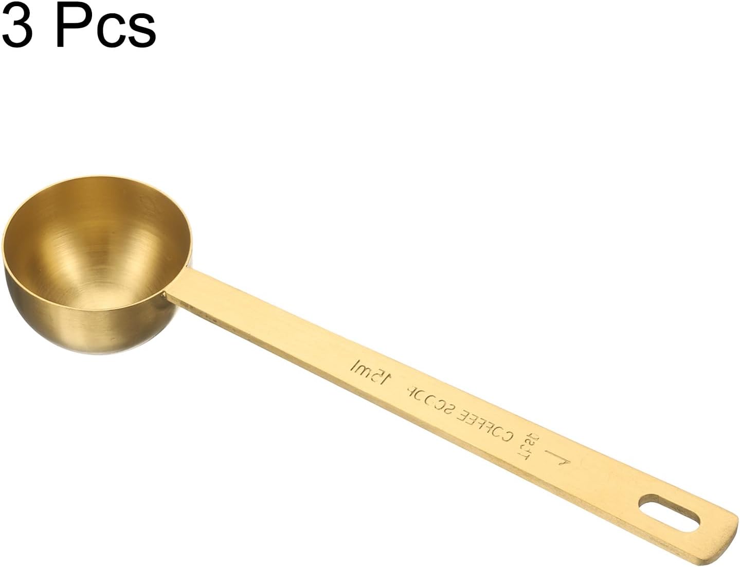 HARFINGTON 3pcs Coffee Scoop Spoon 1tbsp (3tsp, 15ml) 304 Stainless Steel Long Handle Teaspoon/Tablespoon Measuring Spoons Scoops for Tea Sugar Kitchen, Gold