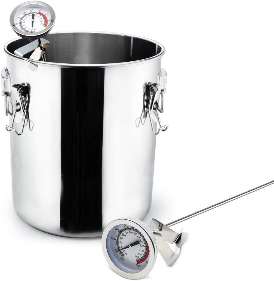 Efeng 15“ turkey fryer thermometer with pot clip (2 Pack), 2" dial candy thermometer with stainless steel clip,oil thermometerr for frying,turkey thermometor deep fryer for cooking tall pots,beef,meat