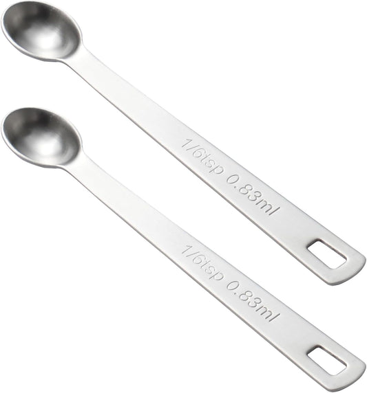 2PCS 1/6 Teaspoon(1/6tsp, 0.83ml) Single Tiny Measuring Spoon, Small Individual Stainless Steel Measure Spoons Only