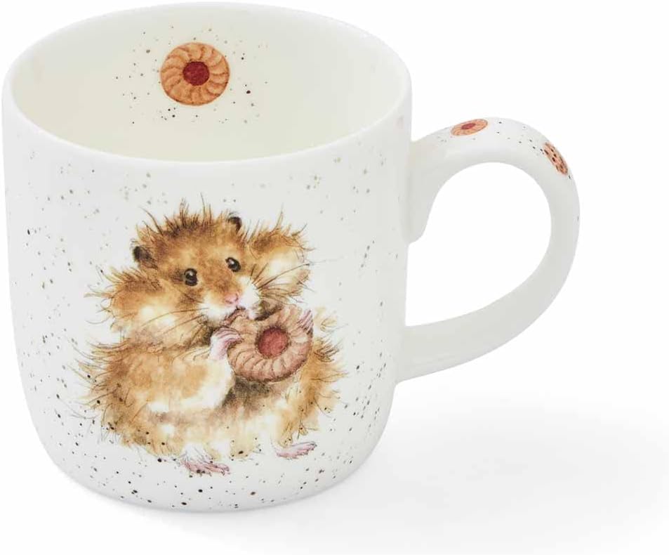 Royal Worcester Wrendale Designs Farmhouse Style Mug, Diet Starts Tomorrow - 14 oz Fine Bone China Mug with Hamster Illustration for Cozy Kitchen Vibes - Floral Drinkware for Daily Comfort