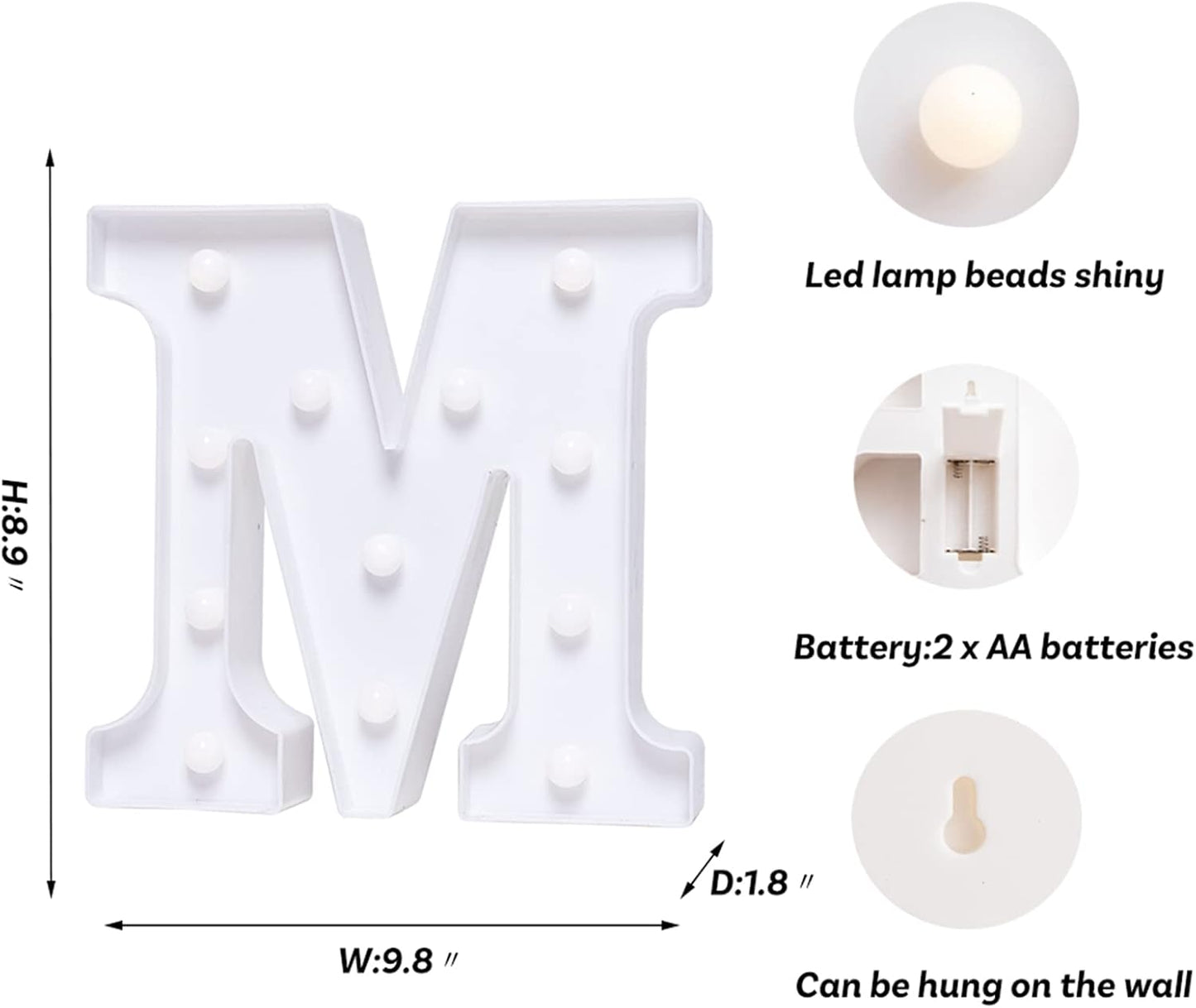 Foaky LED Letter Lights Sign Marquee Light Up Letters Sign for Night Light Wedding/Birthday Party Battery Powered Christmas Lamp Home Bar Decoration(M)