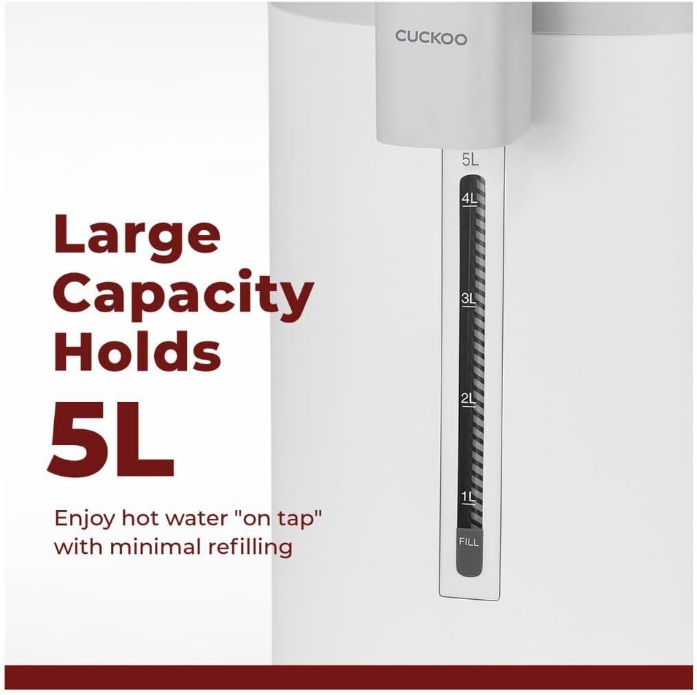 CUCKOO CWP-A501TW 5-Liter Hot Water Dispenser & Warmer with 4 Operating Modes, Chlorine Evaporation, Child Lock Function (White/Gray)