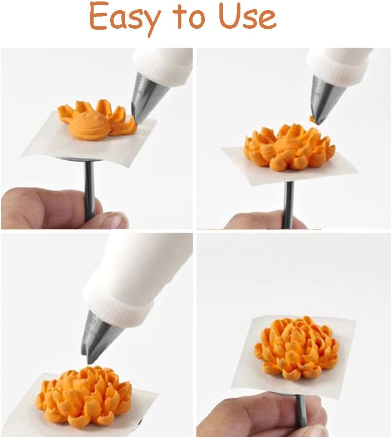 Chrysanthemum Pastry Tips,Rose Flower Piping Tips Set,Tulip Frosting Tips Buttercream Decoration,Icing Piping Pastry Nozzles for Cake Cupcake Decorating,5 Pcs