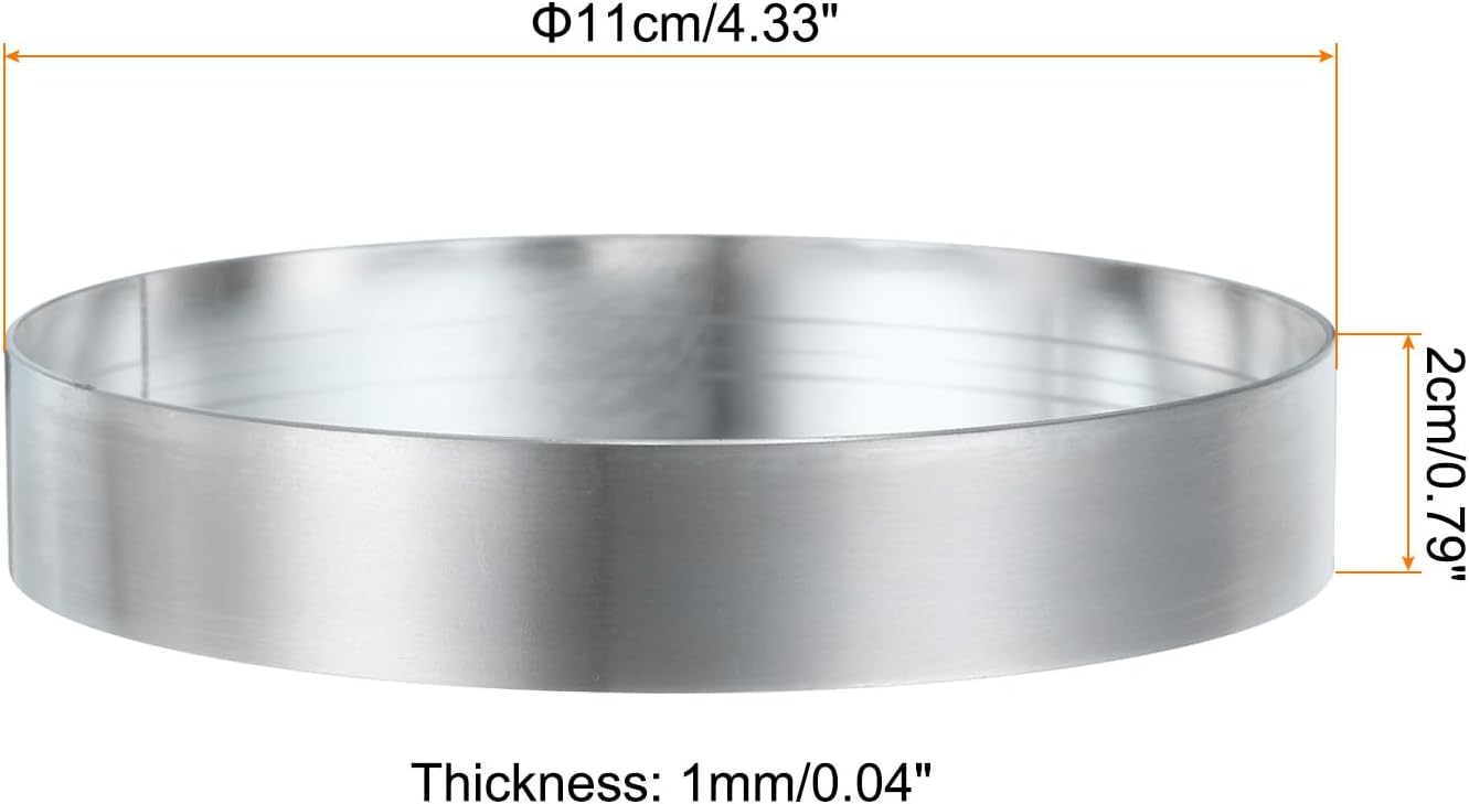 HARFINGTON Round Cake Ring 4.33 x 1 Inch Seamless Stainless Steel Pastry Mousse Dessert Ring Mirror Coating for Baking Cooking English Muffins Crumpet Making Tool