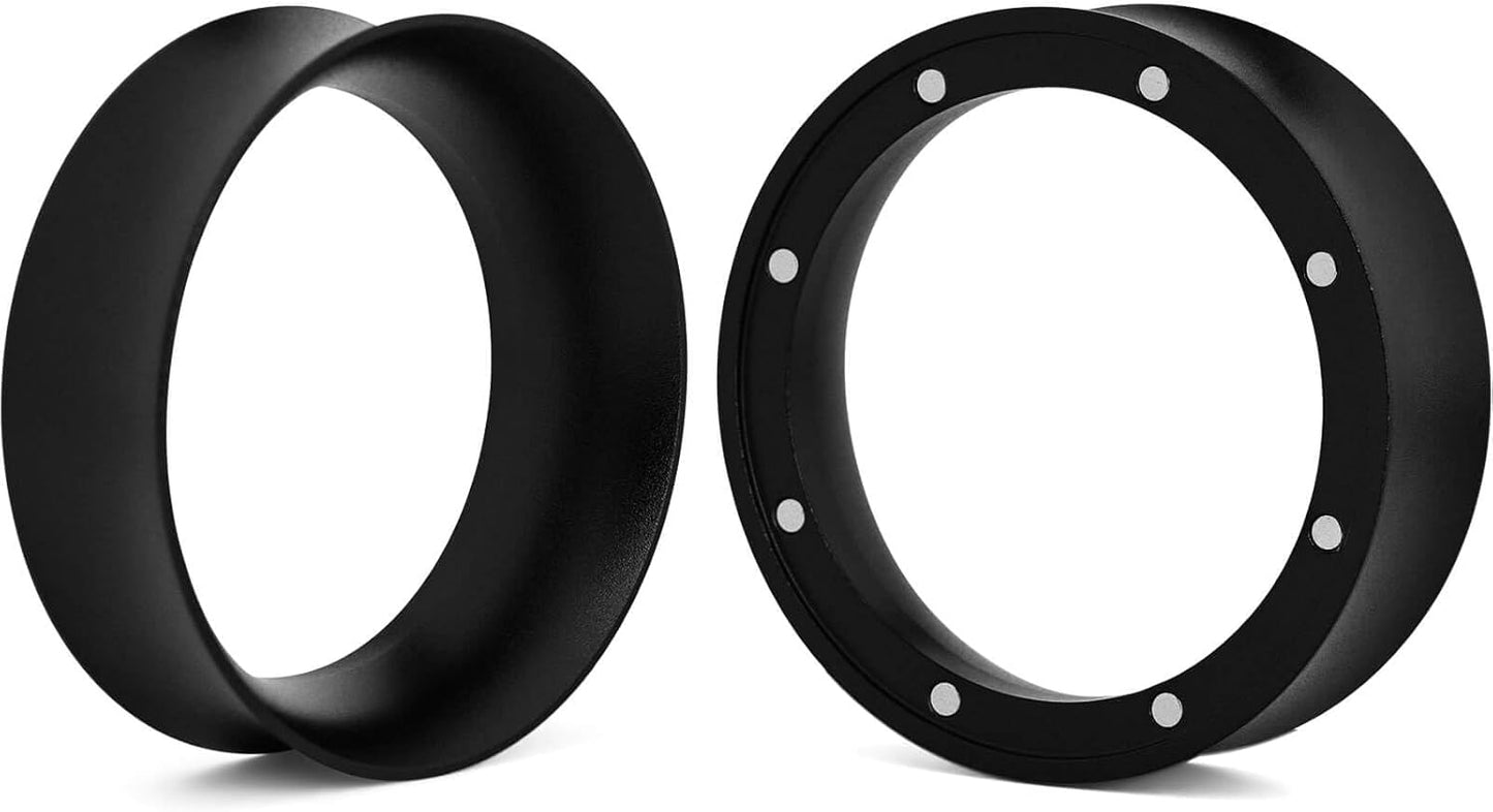58mm Magnetic Dosing Funnel and Puck Screen Set - Espresso Coffee Dosing Ring - 19mm Anodized Aluminum with 8 magnetized Steel Compatible with 58mm Portafilter (Black)