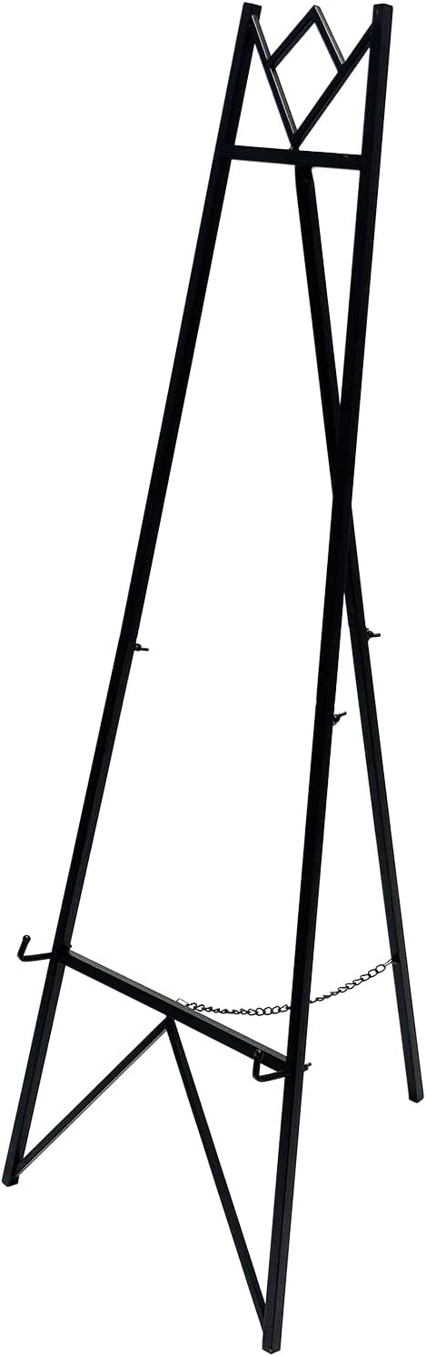 58 Inch Iron Adjustable Arts & Crafts Easels,Metal Easel Stand with Chain Support for Mirror,Floor Easels for Display Wedding Sign(Black)