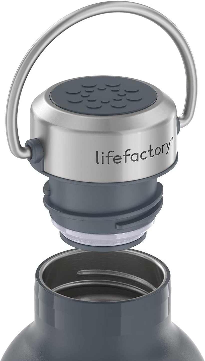 Lifefactory 32-Ounce Stainless Steel Vacuum-Insulated Sport Bottle, Carbon