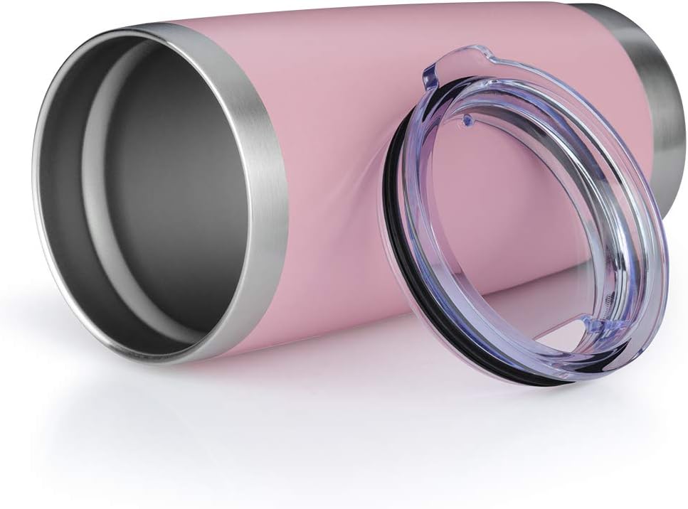 20oz Tumbler Stainless Steel Vacuum Insulated Mug with Lid, Double Wall Travel Mug, Durable Powder Coated Coffee Cup, Suitable for Ice Drinks and Hot Beverage (Pink 6pack)
