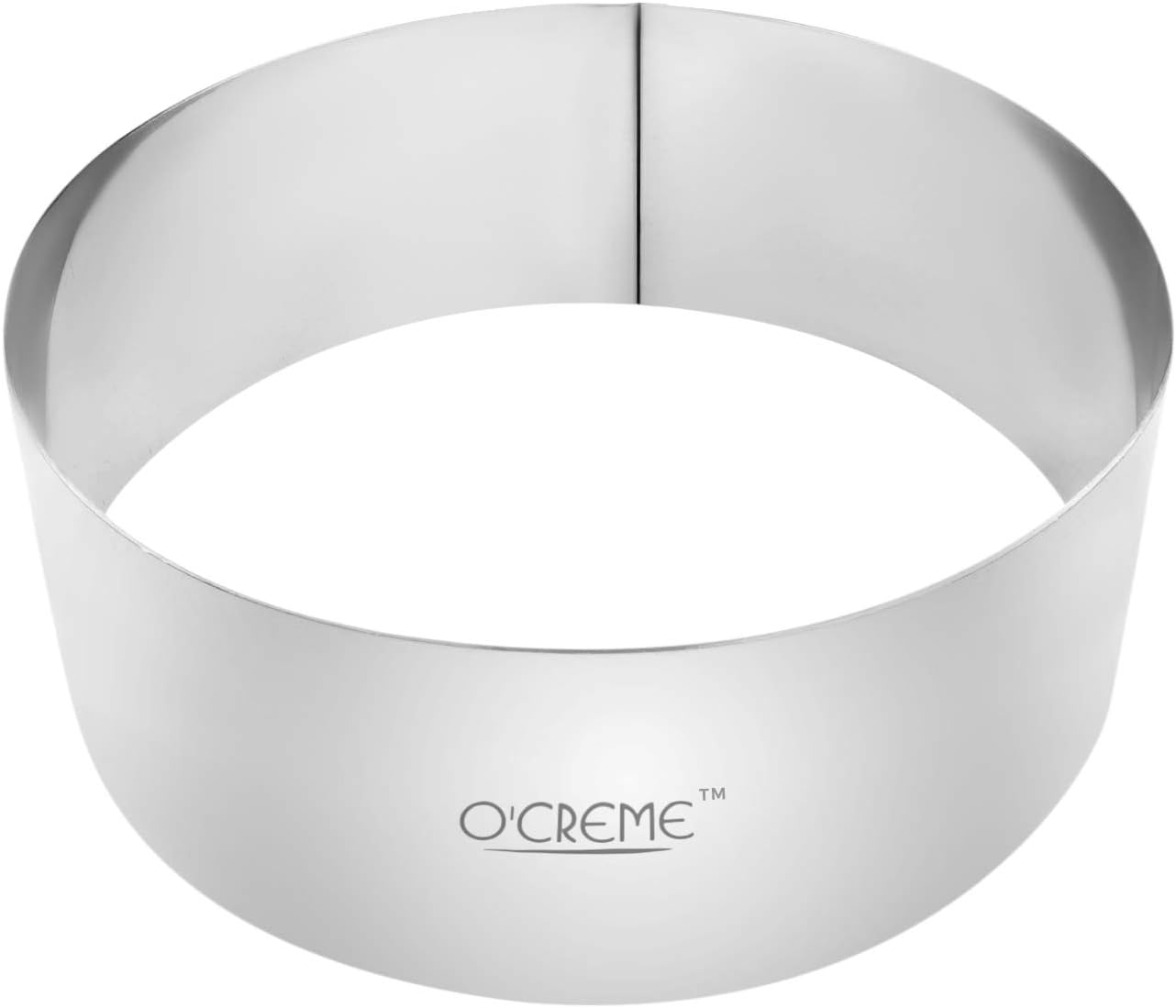 O'Creme Cake Ring Sturdy Stainless Steel Round Mousse Cake Ring Mold for Baking, Dessert Cake Decorating Pastry Rings 8 Inch Diameter x 3 Inch High