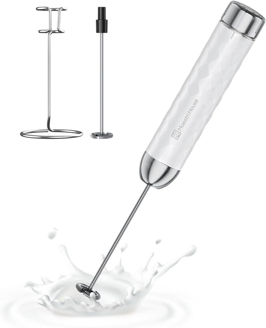 Maestri House Rechargeable Milk Frother with Stepless Speed Control, LunaFro 2.0 Handheld Electric Foam Maker Waterproof Drink Mixer Foamer for Lattes, Cappuccino