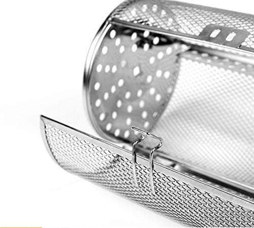 Falytemow 12 x 18 cm Stainless Steel Rotisserie Grill Roaster Drum Oven Basket Oven Roast Baking Rotary for Peanut Dried Nut Coffee Beans BBQ