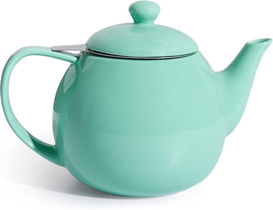 Sweese Teapots for Tea, 27 oz Porcelain Tea pot with Removable Stainless Steel Infuser, Tea Pots for Loose Tea - Mint Green
