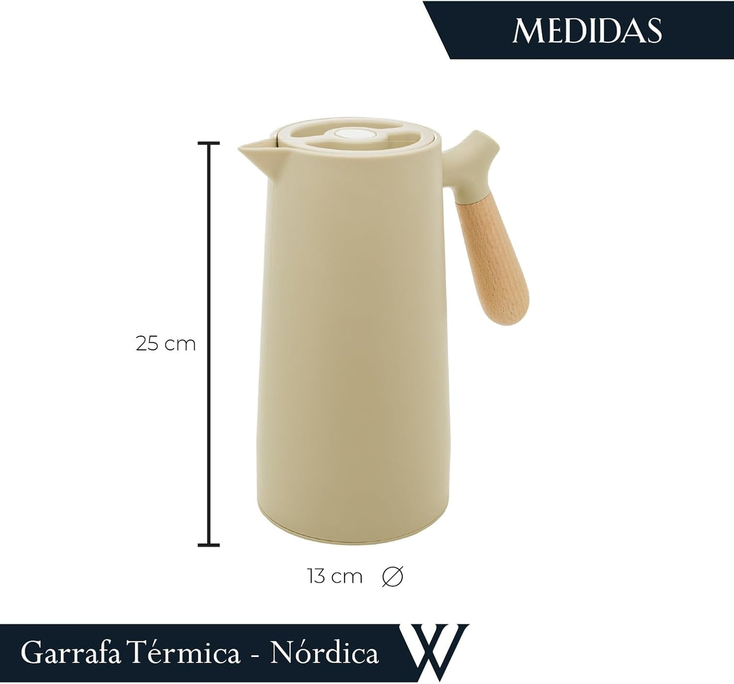 WOLFF - Thermal Coffee Carafe - Hot or Cold Drinks, Double Walled Insulated Vacuum Flask - Leakproof Coffee Dispenser with Wooden Handle, Thermos Bottle for Cold Beverages - Mint, 34floz/1L