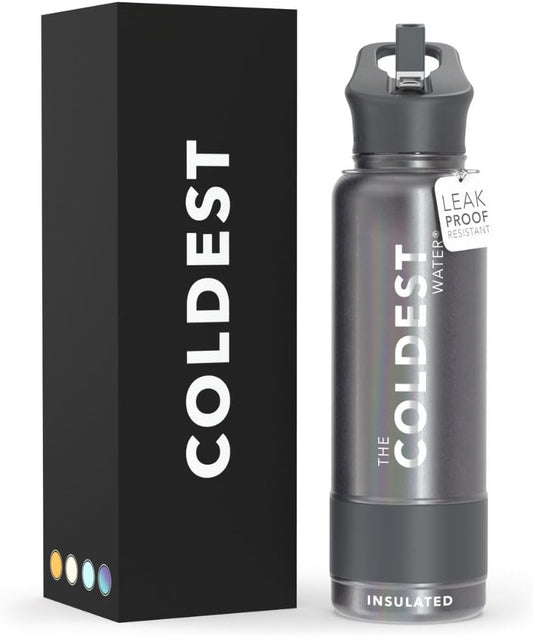 Coldest Insulated Water Bottle with Straw Lid - Stainless Steel Metal Insulated Bottle for Men & Women (Stardust Glitter, 40 oz)