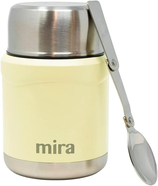 MIRA 15 oz Insulated Food Thermos for hot and cold foods - Leak-Proof Stainless Steel Container with Spoon - Honey