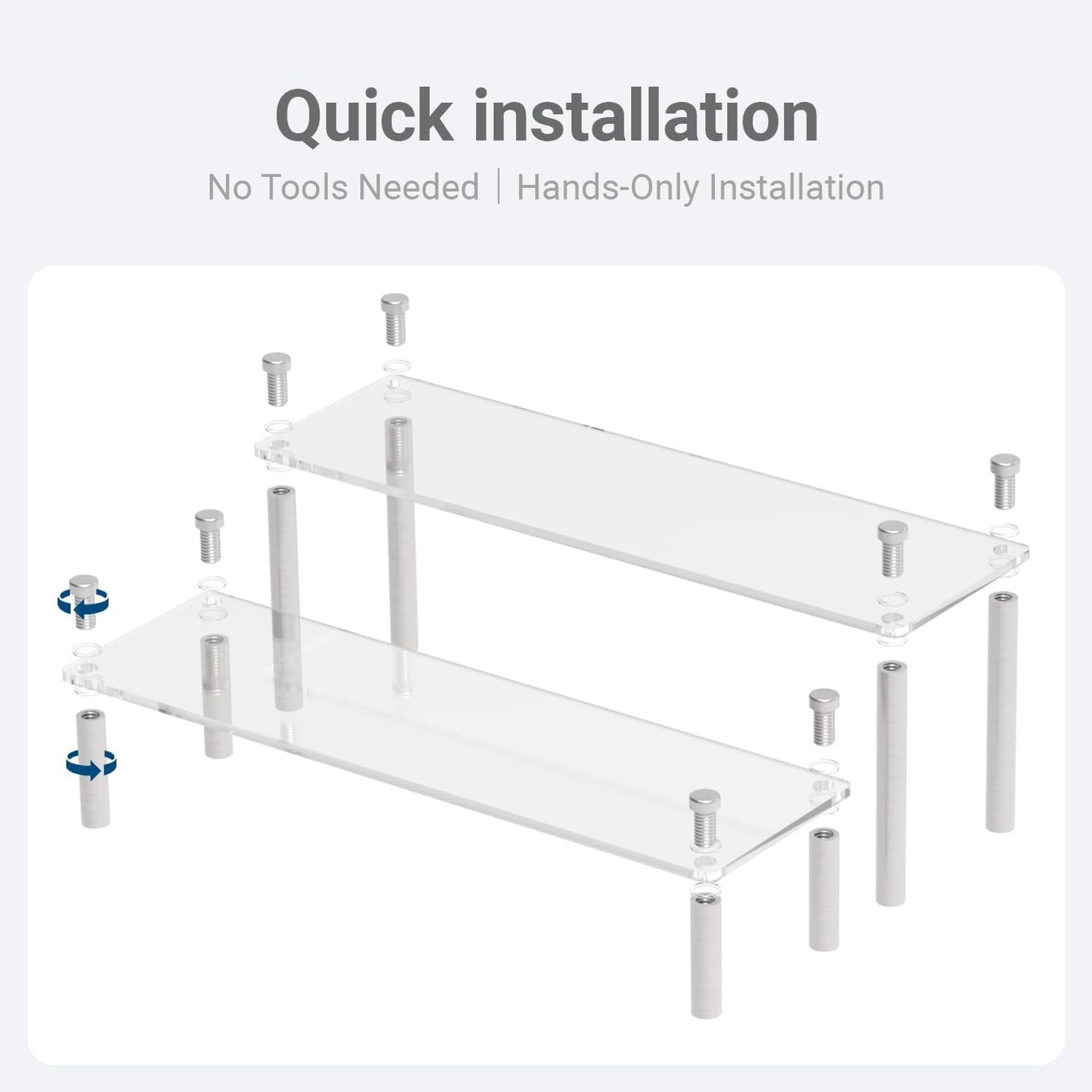 2Pcs Acrylic Riser, Display Stand Clear Shelf for Cupcake Food Desserts Holder Cosmetic Products Tabletop Use and More (Medium)