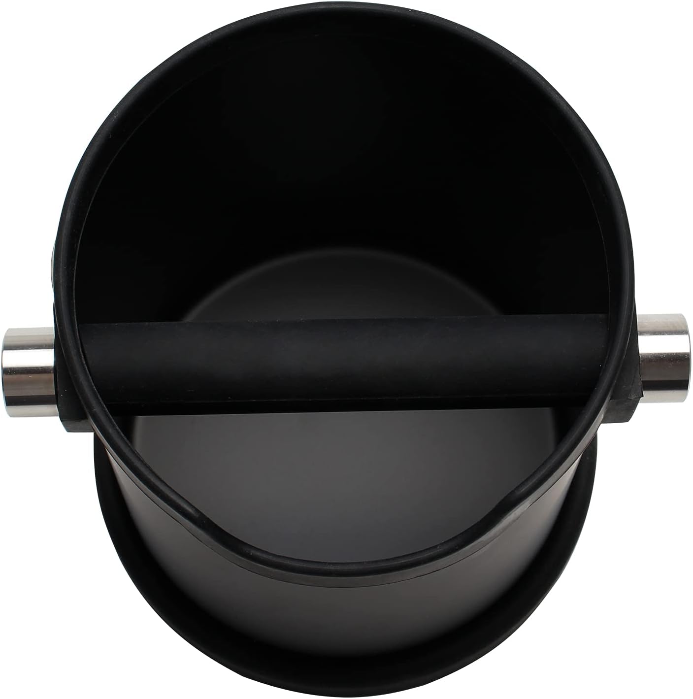 Espresso Knock Box, Capacity 60.8oz/1800ML Stainless Steel Coffee Grounds Container Waste Bin Coffee Tools for Barista and Non-slip Base (Black)