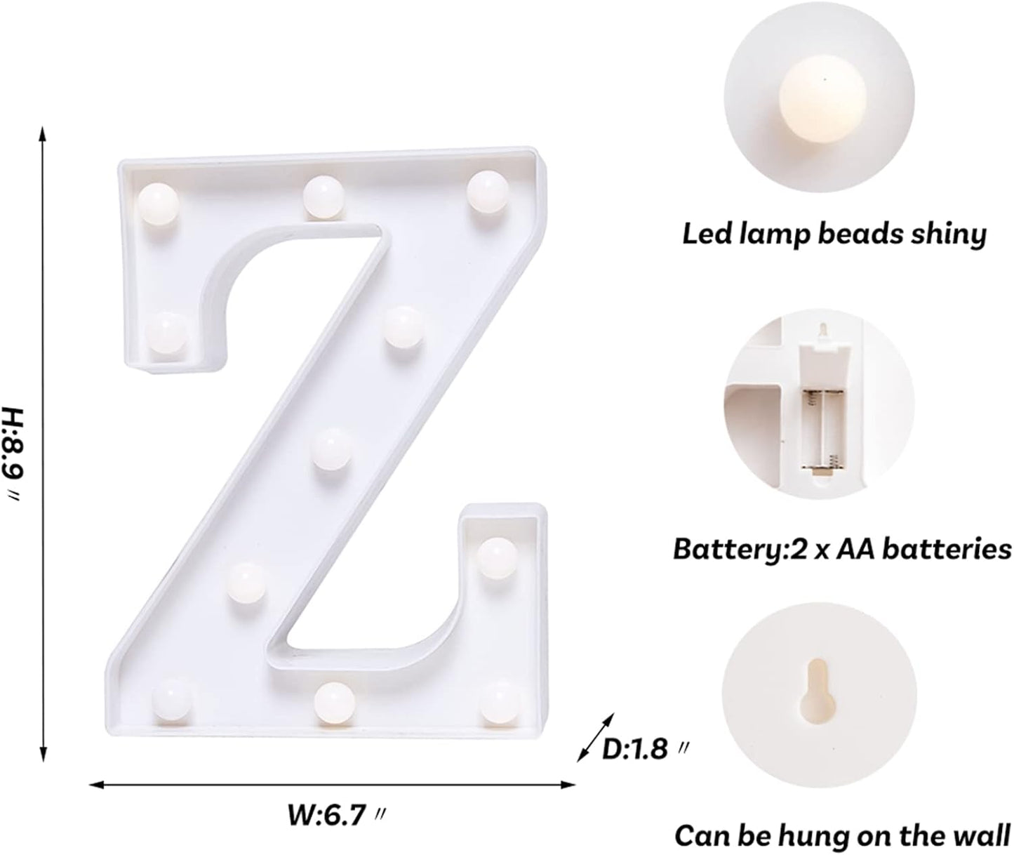 Foaky LED Letter Lights Sign Marquee Light Up Letters Sign for Night Light Wedding/Birthday Party Battery Powered Christmas Lamp Home Bar Decoration(Z)