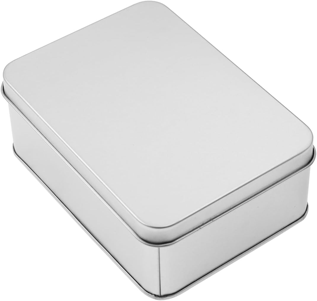 Metal Empty Boxes, Tin Boxes with Lid,Small Silver Tin Boxes,Stackable Organizer Containers,8PCS Storage Tin for Home Outdoor Active Storage Containers