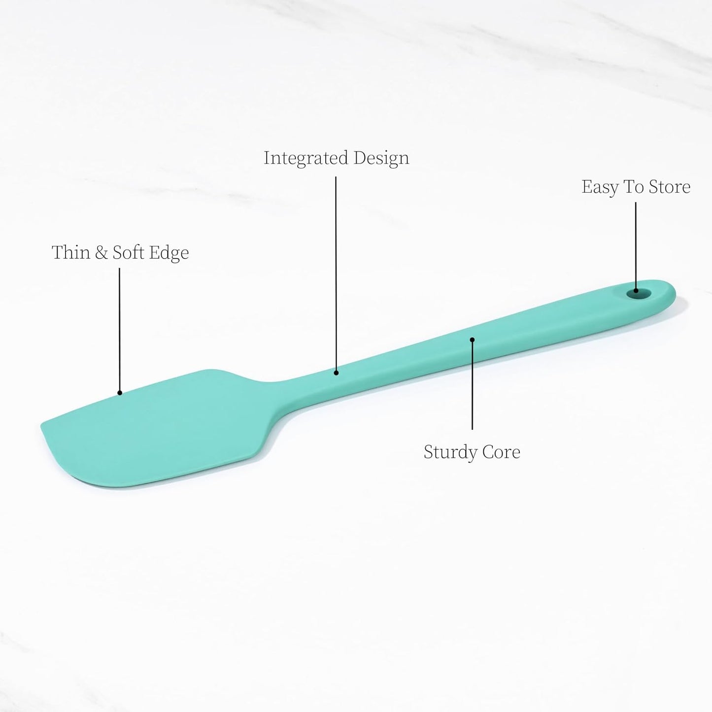 600ºF Heat Resistant Spatula, 11.34 inch High Heat Food Safe Semless Kitchen Silicone Scraper for Cooking Baking Mixing Scraping Stirring Nonstick Cookware Pan Bowl (Aqua Sky)