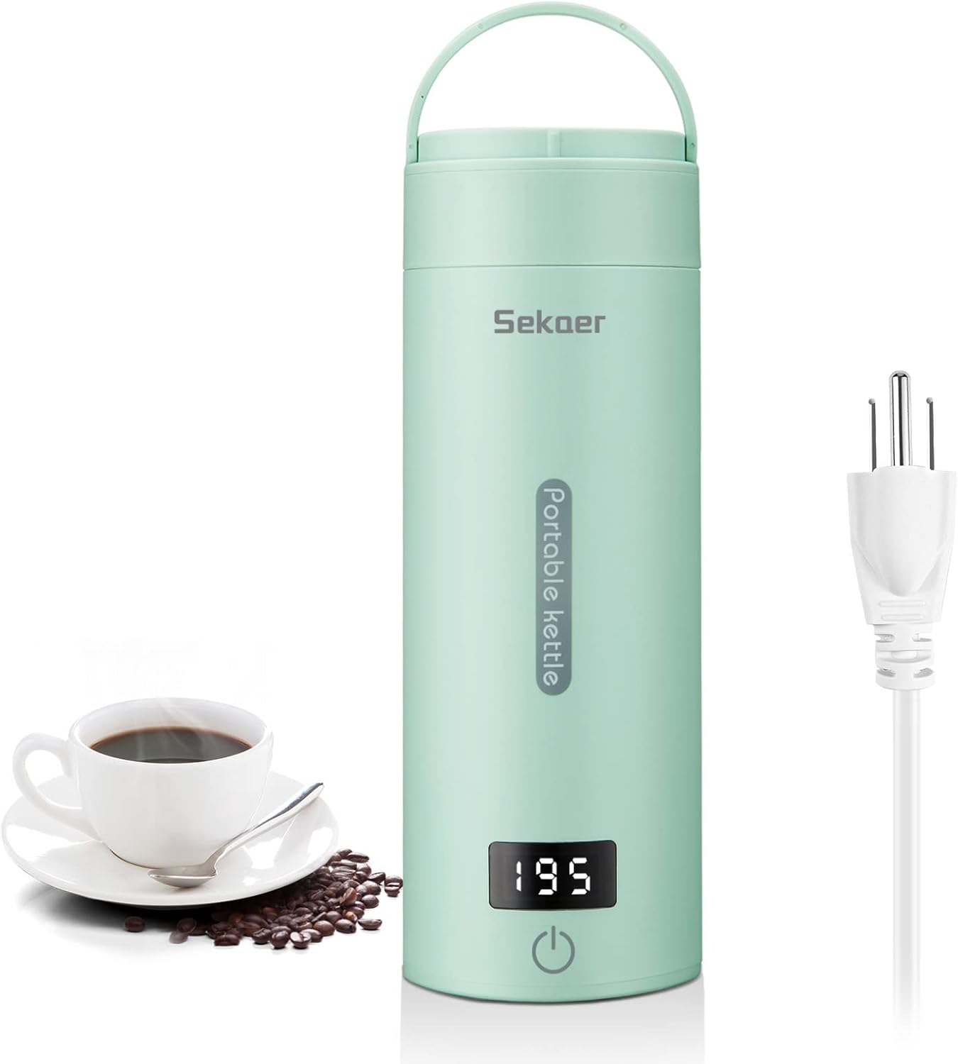 Sekaer Travel Electric Tea Kettle Portable Small Mini Coffee Kettle, with 4 Variable Presets, Personal Hot Water Boiler 304 Stainless Steel with Auto Shut-Off & Boil Dry Protection, SY-618G