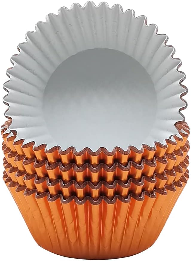 Standard Orange Foil Cupcake Liners Muffin Baking Cups for Party and More, 100-Count
