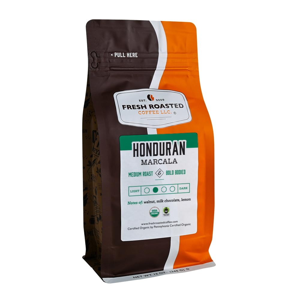 Fresh Roasted Coffee, Organic Honduran Marcala | USDA Organic, 100% Single Origin, Kosher | Medium Roast 12 oz Ground
