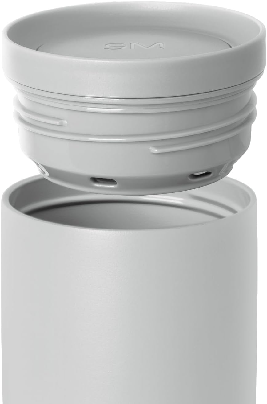 Simple Modern Travel Coffee Mug Tumbler with 360° Lid | Ceramic-Lined Insulated Stainless Steel Cold Brew Iced Coffee Cup Thermos | Gifts for Women Men Her Him | Voyager Signature | 16oz | Ice Gray