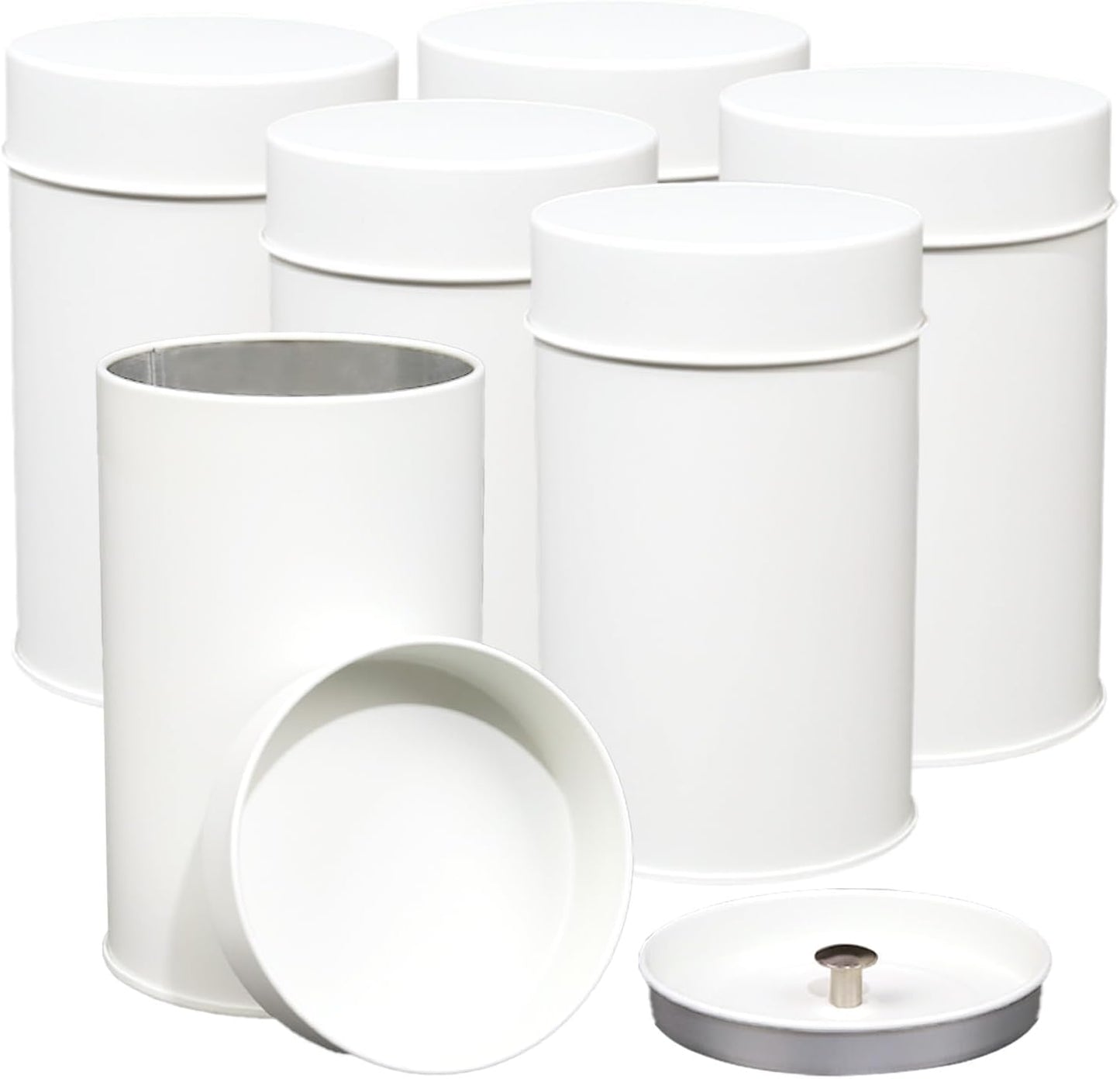 Tea Canister, 6 Pack Tea Tin Loose Leaf Tea Storage Tea Tins For Loose Tea, Tea Storage Loose Leaf Metal Tea Tin Canister For Loose Tea Storage Coffee Sugar Candy Herbs And Spices (White)