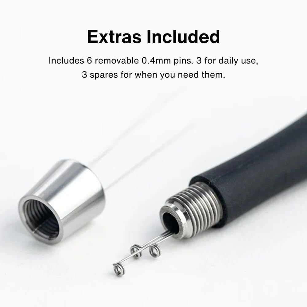 Crema Coffee Products Weiss Distribution Technique (WDT) Tool | Even Coffee Ground Distribution for Better Extraction | Stainless Steel with Silicone Grip | Includes 6 Pins & Storage Vault | Silver