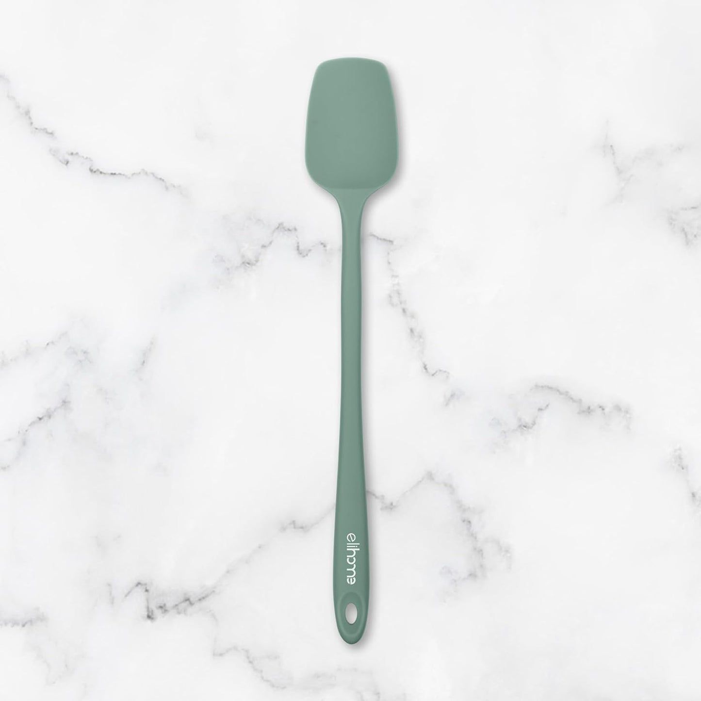 Elihome Skinny Silicone Spoonula - Non-Stick Heat Resistant Silicone Scraper Spatula for Mixing, Serving, Scraping, Stirring, and More - 11 Inch, Sage Green