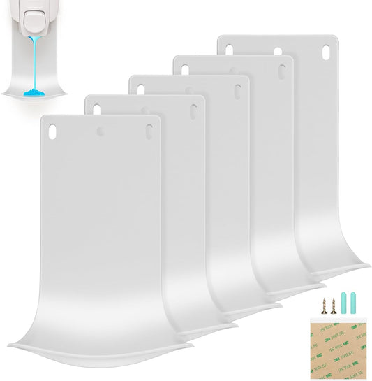 5PCS Drip Tray Wall Mount Soap Dispenser Bracket, Laundry Detergent Drip Catcher, Easy to Clean (White)