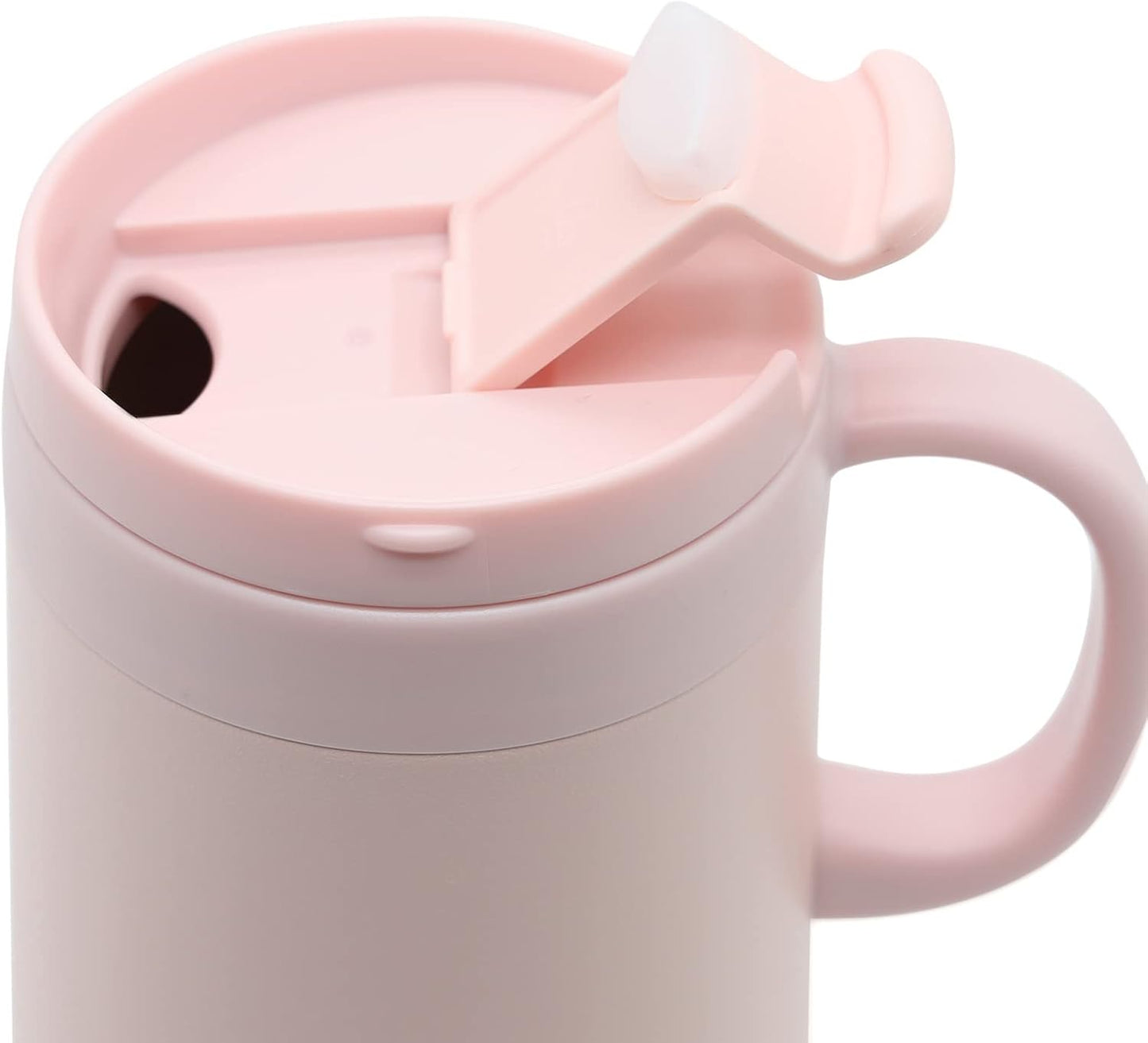 Stainless Steel Coffee Mug with Lid and Handle, Double Wall Vacuum Insulated Cup, 16oz, Pink