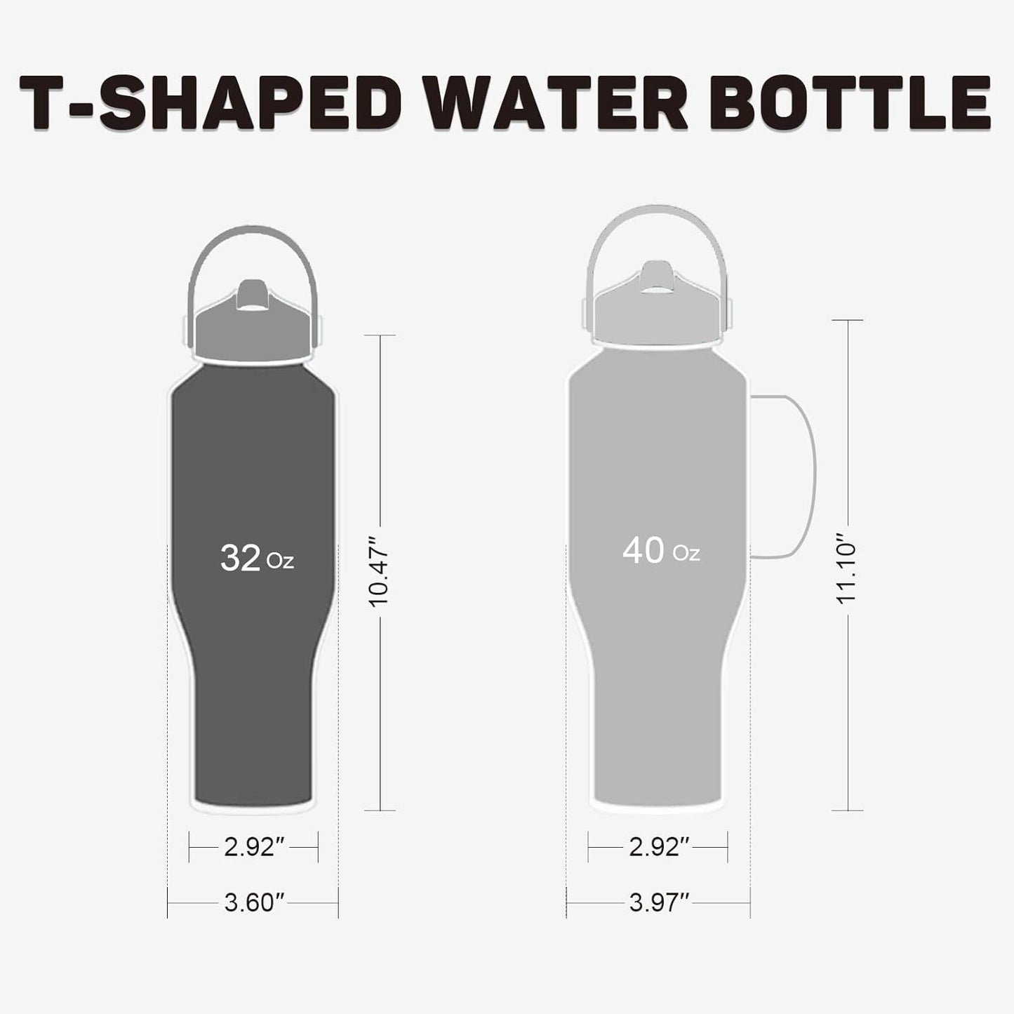 32oz Water Bottle Insulated with Powder Coated, Fit in Any Car Cup Holder, Water Bottles with Straw and Spout Lids, Stainless Steel Insulated Double Wall Leak-proof BPA Free to Keep Cold&Hot