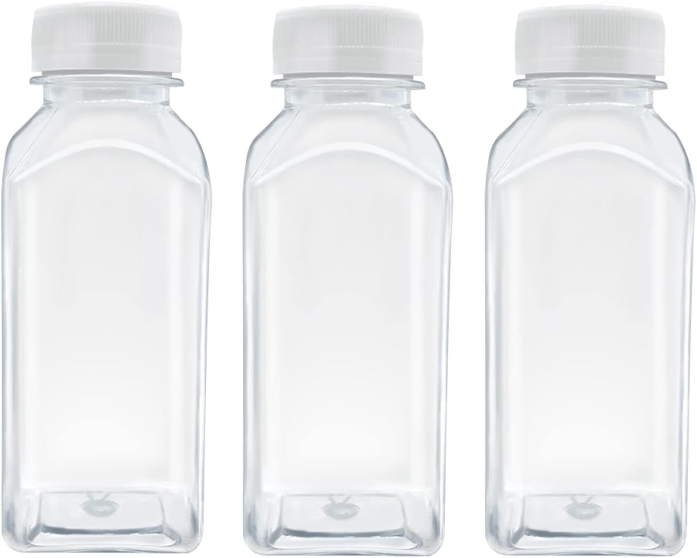 3 Pcs 8 Ounce Plastic Juice Bottles, Reusable Bulk Beverage Containers for Juice, Milk and Other Beverages, White lid