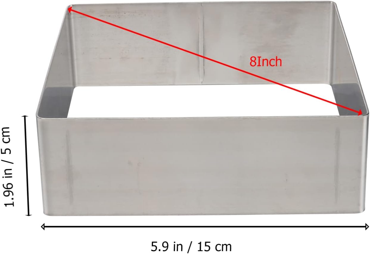 Luxshiny Stainless Steel Cake Ring Set Adjustable Square Baking Molds for Diy Desserts 5 Inch Pastry Rings for Cake Mousse and Baking