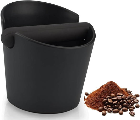 6.3 Inch Coffee Knock Box Shock-Absorbent Durable Barista Style Knock Box With Removable Knock Bar and Non-Slip Base Gift (L-Black)