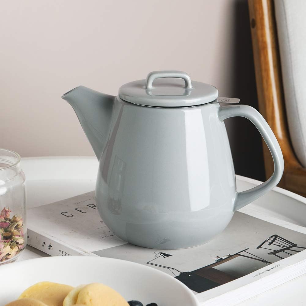 Sweejar 40oz Tea pot with Removable Stainless Steel Infuser,Dishwasher Safe Tea Pots for Loose Tea,Tea Pots with Infuser for Chrismas Women Gift (Gray)