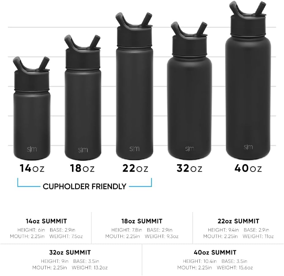 Simple Modern Water Bottle with Straw Lid Vacuum Insulated Stainless Steel Metal Cup Bottles | Reusable Leak Proof BPA-Free Flask for Gym, Travel, Sports | Summit Collection | 22oz, Almond Birch