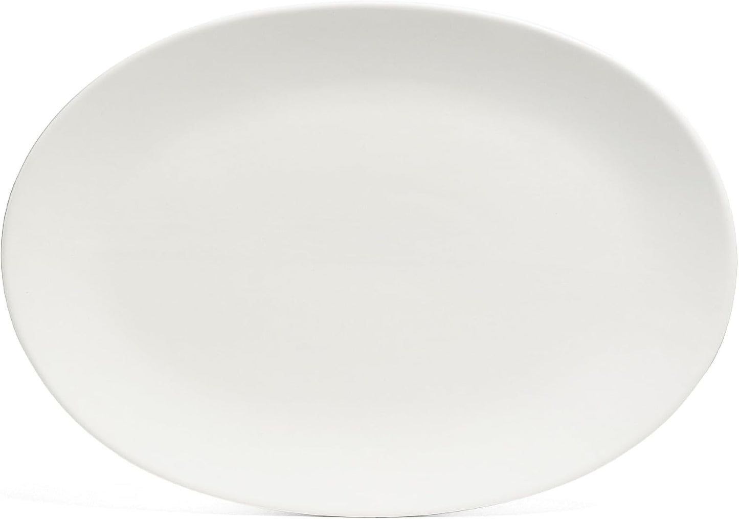 over&back Coupe Stoneware Serving Platter - Elegant 1-Piece Oval Serving Platter to Complete Your Kitchen Set - 16.4" x 11.5" - Semi-Matte White