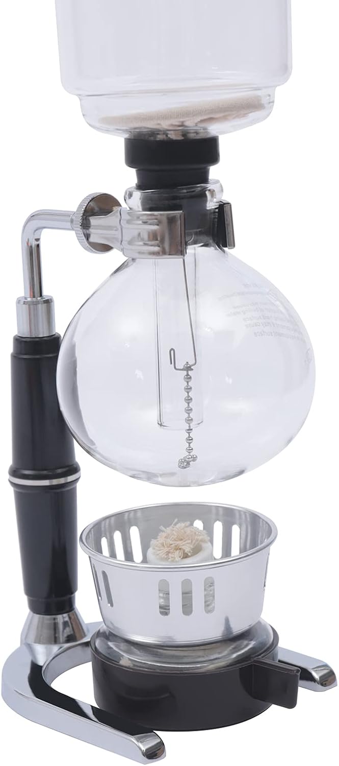 Glass Siphon Coffee Maker, 360ml Tabletop Glass Siphon Pot Glass Syphon Coffee Maker 3 Cups for Coffee Shop|Bar|Home Use, Black