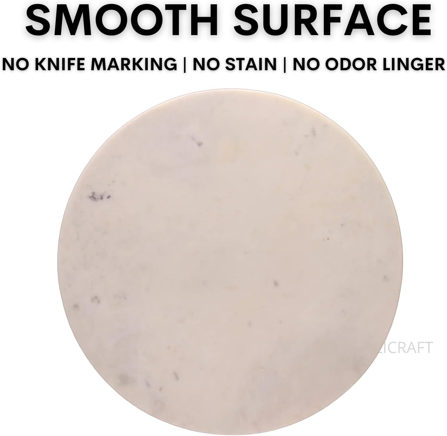 Multi-Purpose Round Shape Marble Cheese Tray | Cutting Board. Solid Large White With Non-Slip Feet For Stability & Scratch Protection. Easy To Clean,Trivet,White (11x11x0.5 Inches)