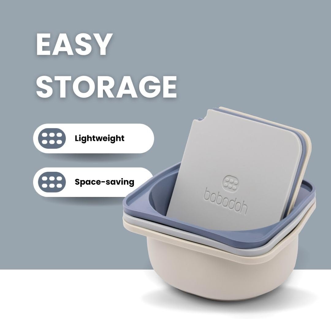 Babadoh Pizza Dough Proofing Silicone Containers with Lids | Pizza Making Accessories | Set of 6 | Multi Blue (2 Dough, 2 Smoke, 2 Steel) | Original Size (make 12" Pizzas)