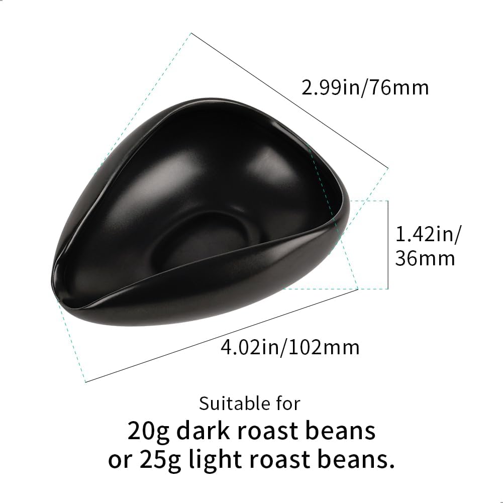 watchget Ceramic Coffee Dosing Cup & Tea Storage Tray, Single Dose Measuring Container for Coffee Beans & Loose Leaf Tea Dosing Vessel, Black