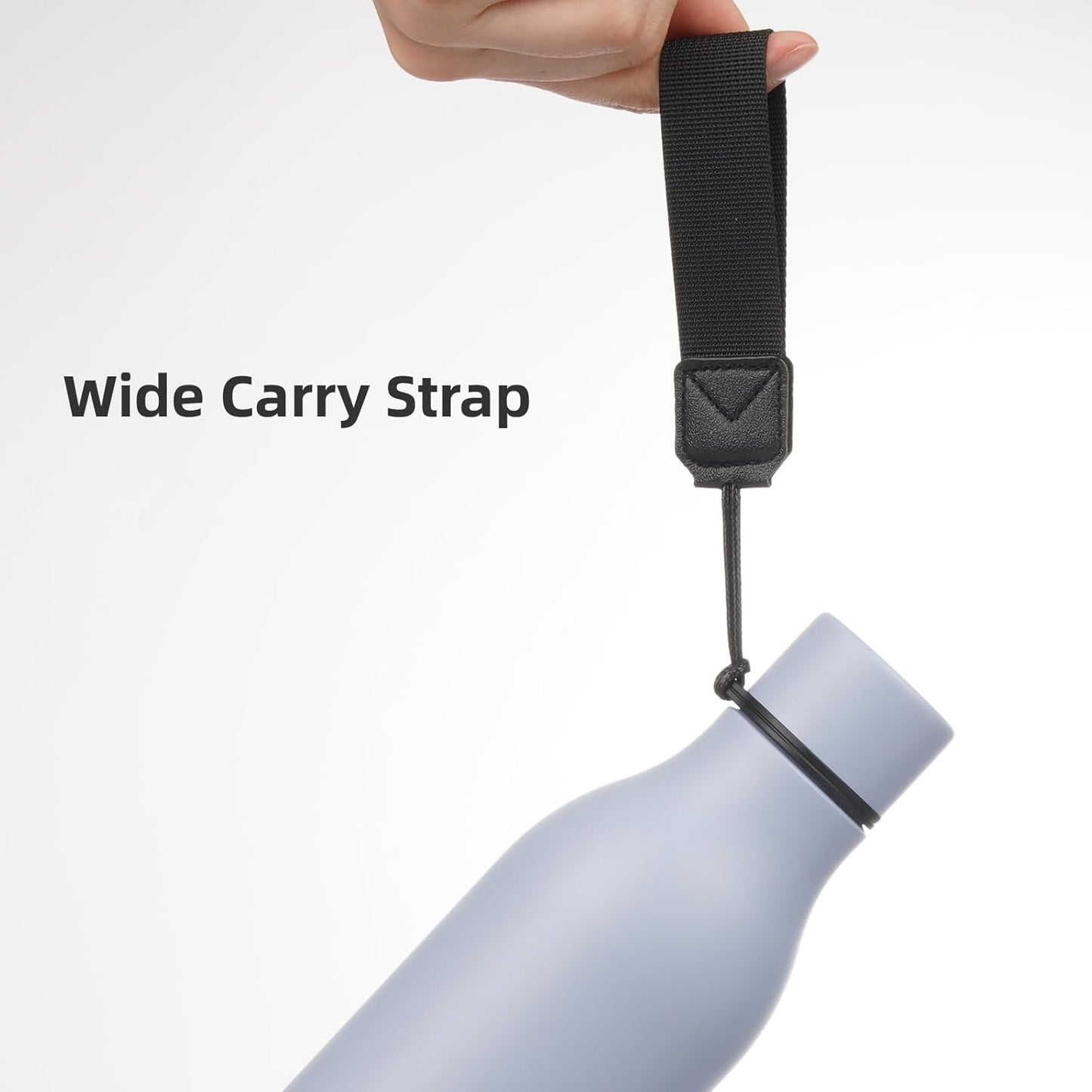 Insulated Water Bottle with Strap,18 oz Double Wall Stainless Steel Vacuum Bottles Metal Water Flask,Grey Blue